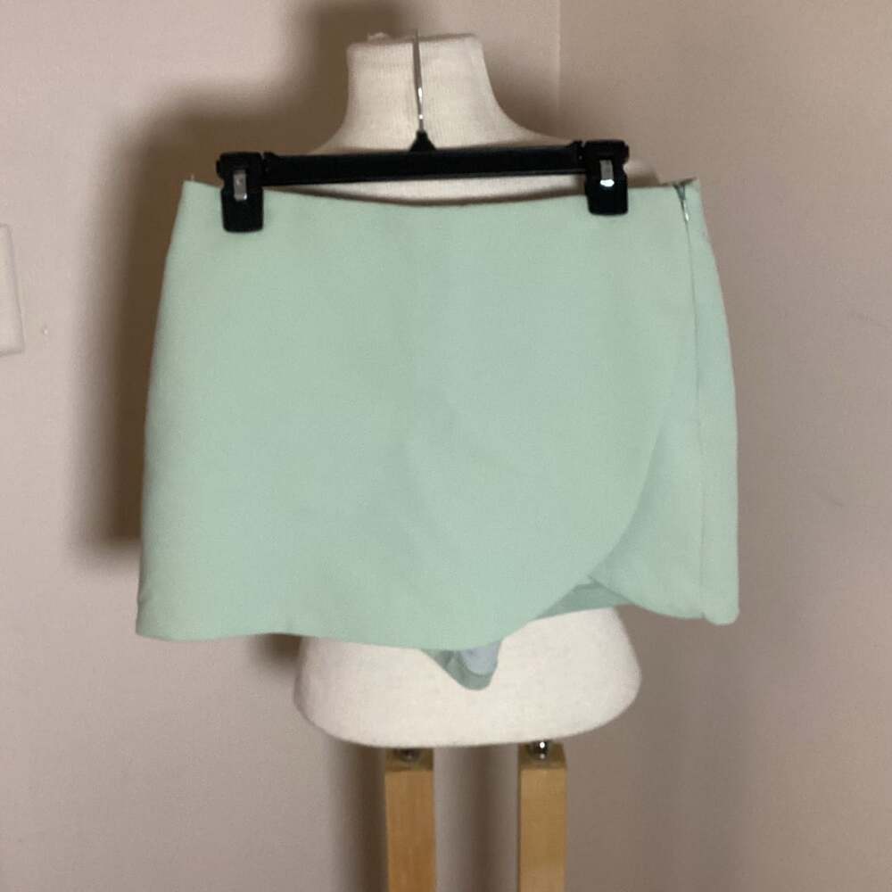 Zara Skort Size M Sage Green Wrap Skirt Shorts Tailored